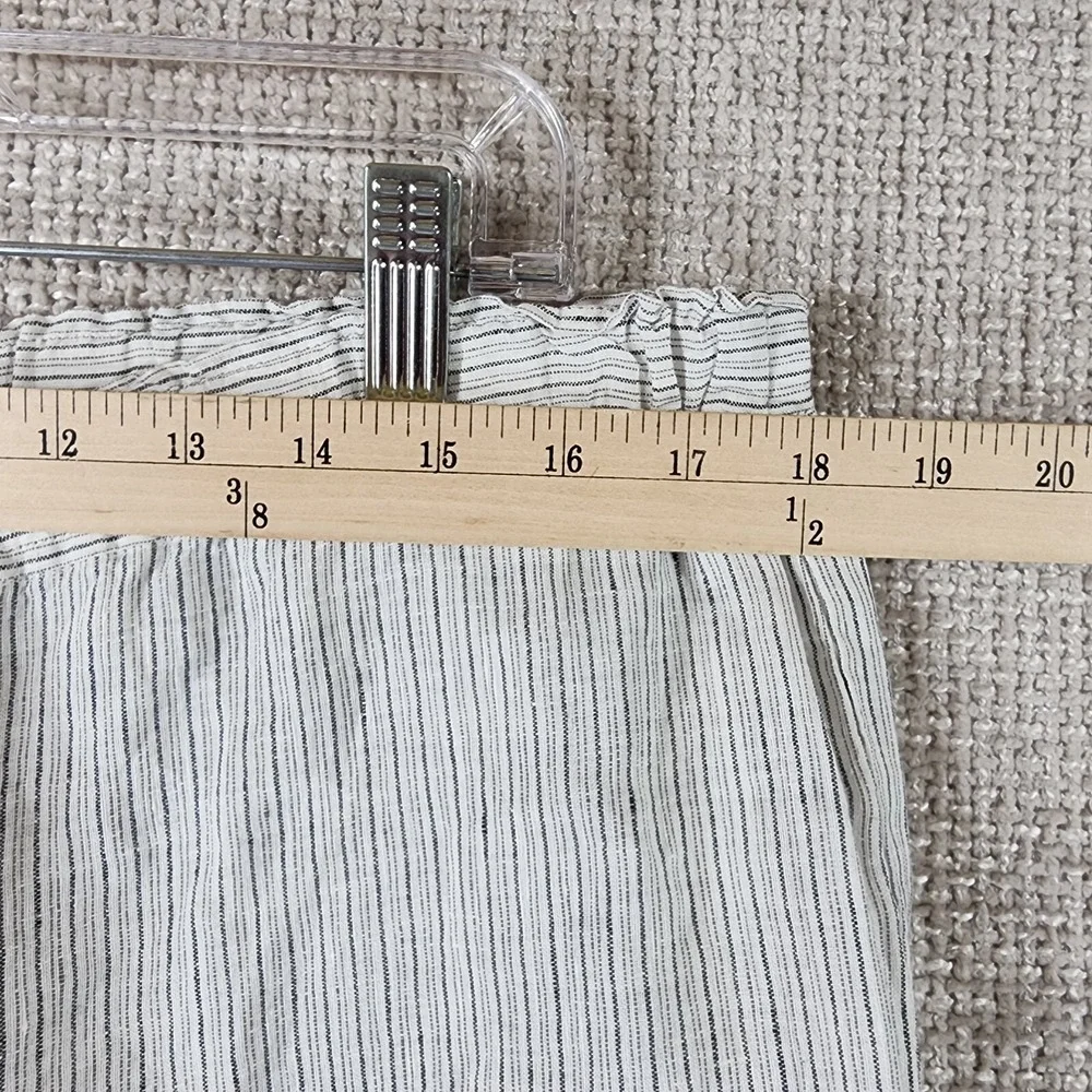 Eileen Fisher Linen Pants Womens *1X Black White Striped Wide Leg Cropped 36x27 - Picture 5 of 13